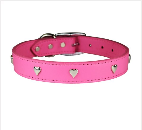 OmniPet Signature Leather Heart Dog Collar, Pink, 22-in slide 1 of 5