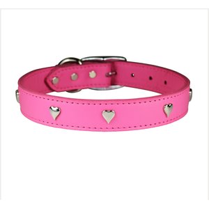 OmniPet Signature Leather Heart Dog Collar, Pink, 22-in