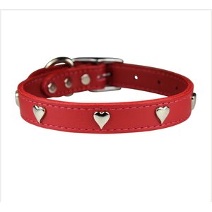 OmniPet Signature Leather Heart Dog Collar, Red, 20-in