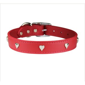 OmniPet Signature Leather Heart Dog Collar, Red, 24-in