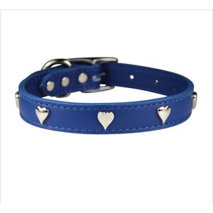 OmniPet Signature Leather Heart Dog Collar, Blue, 18-in