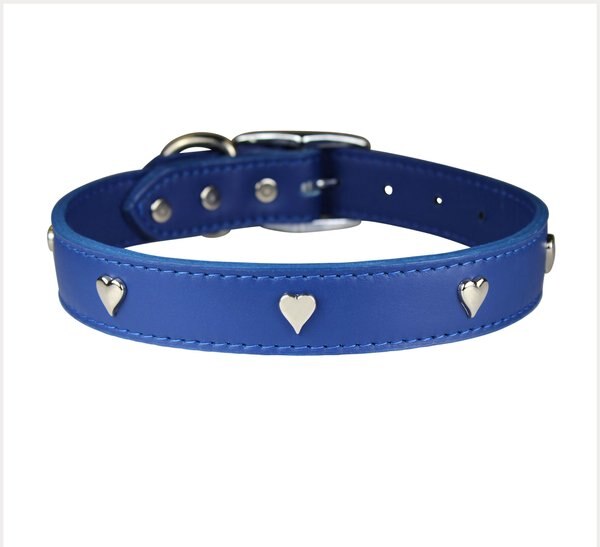 OmniPet Signature Leather Heart Dog Collar, Blue, 22-in slide 1 of 5