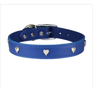 OmniPet Signature Leather Heart Dog Collar, Blue, 22-in