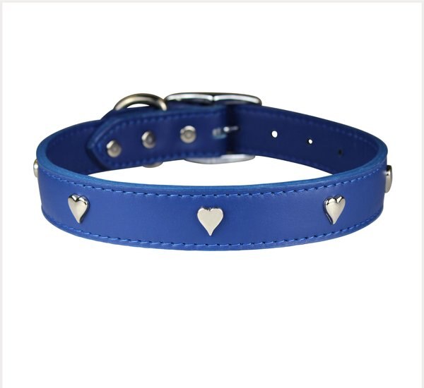 OmniPet Signature Leather Heart Dog Collar, Blue, 24-in slide 1 of 5