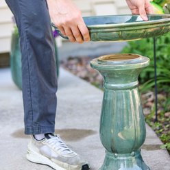 Sunnydaze Decor Avignon Ceramic Bird Bath with Glazed Finish, Green Mist, 18.75-in slide 2 of 7