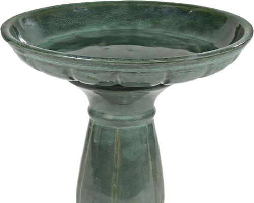 Show full view: Sunnydaze Decor Avignon Ceramic Bird Bath with Glazed Finish, Green Mist, 18.75-in slide 7 of 7