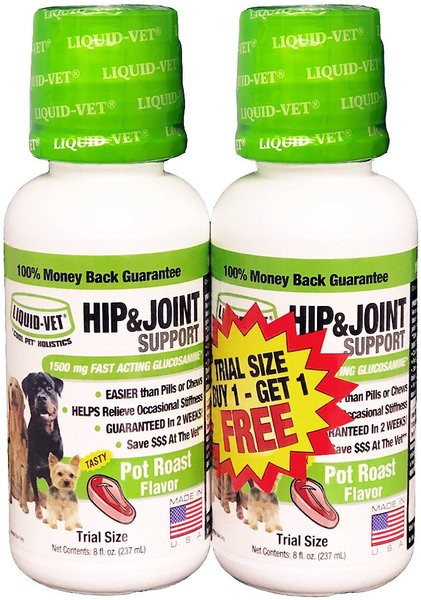 Liquid-Vet Hip & Joint Pot Roast Dog Supplement, 8-oz bottle, 2-pack trial slide 1 of 4