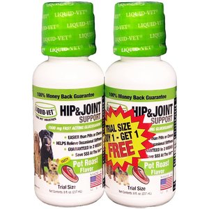 Liquid-Vet Hip & Joint Pot Roast Dog Supplement, 8-oz bottle, 2-pack trial