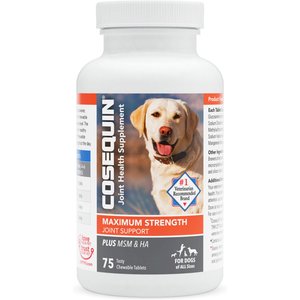 Nutramax Cosequin Chewable Tablets with Glucosamine, Chondroitin, MSM, & Hyaluronic Acid Maximum Strength Joint Health Supplement for Dogs