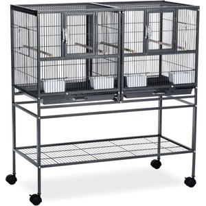Prevue Pet Products Hampton Deluxe Divided Breeder Bird Cage with Stand, Black