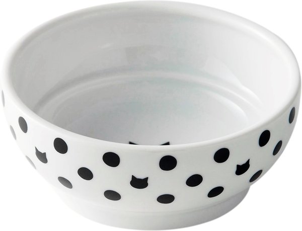 Necoichi Non-Skid Ceramic Cat Food Bowl, Polka Dot, 1-cup slide 1 of 7