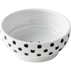 Necoichi Non-Skid Ceramic Cat Food Bowl, Polka Dot, 1-cup