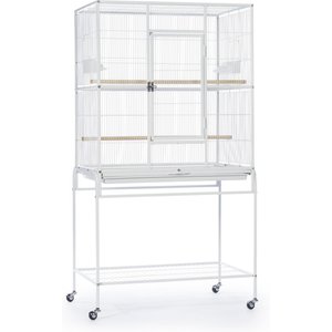 Prevue Pet Products Powder Coated Steel Construction Flight Bird Cage with Stand, White