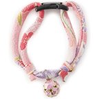 NECOICHI Chirimen Clover Breakaway Cat Collar with Bell, Pastel Pink, 8 ...