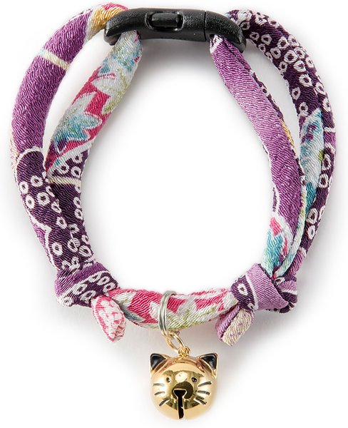 Necoichi Chirimen Fireworks Breakaway Cat Collar with Bell, Purple, 8.2 to 13.7-in neck, 2/5-in wide slide 1 of 5