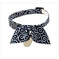 Necoichi Ninja Cotton Breakaway Cat Collar with Bell, Navy, 8.2 to 13.7-in neck, 2/5-in wide