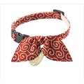 Necoichi Ninja Cotton Breakaway Cat Collar with Bell, Red, 8.2 to 13.7-in neck, 2/5-in wide