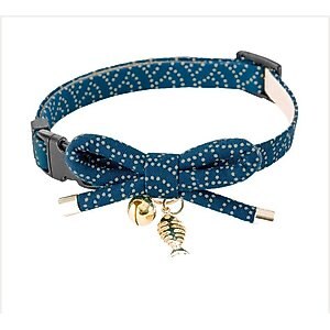 NECOICHI Kiku Ribbon Bow Tie Cotton Breakaway Cat Collar with Bell ...