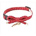 Necoichi Zen Gold Fish Charm Cotton Breakaway Cat Collar with Bell, Red, 8.2 to 13.7-in neck, 2/5-in wide