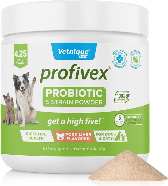 Vetnique Labs Profivex Probiotics 5-Strain Pork Pet Digestive Health Probiotic, Prebiotic & Fiber Powder Dog & Cat Supplement, 4.25-oz jar slide 1 of 10