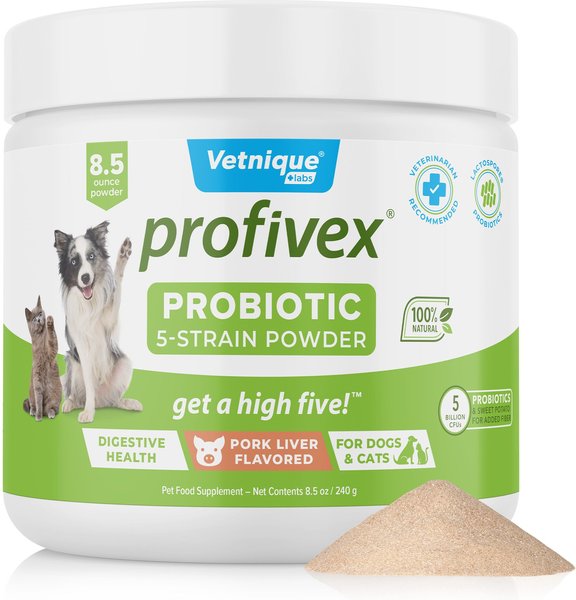 Vetnique Labs Profivex Probiotics 5-Strain Pork Pet Digestive Health Probiotic, Prebiotic & Fiber Powder Dog & Cat Supplement, 8.5-oz jar slide 1 of 9