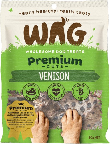 WAG Premium Cuts Venison Grain-Free Dog Treats, 1.76-oz bag slide 1 of 5