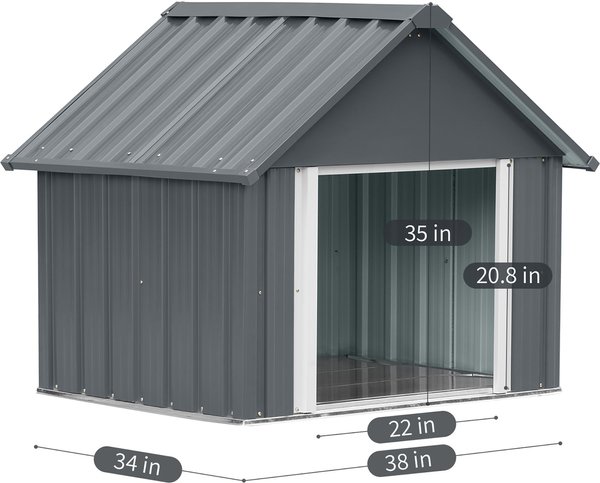 RYPetmia Metal Indoor & Outdoor Dog House, Large, Gray