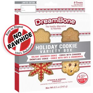 DreamBone Holiday Variety Chicken Adult Hard Chew Dog Treats, 3.17-oz bag, 2 count