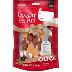 Good 'n' Fun Triple Flavor Kabob Canes with Real Chicken Holiday Adult Hard Chew Dog Treats, 3.35-oz bag, 5 count