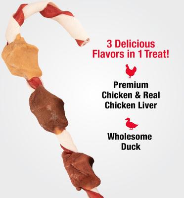 Show full view: Good 'n' Fun Triple Flavor Kabob Canes with Real Chicken Holiday Adult Hard Chew Dog Treats, 3.35-oz bag, 5 count slide 5 of 11