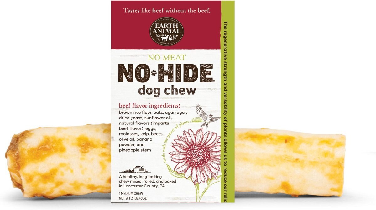 Earth Animal No-Hide Medium Roll Long Lasting Natural Rawhide Alternative No Salmon Vegetarian Recipe Dog Chew Treat