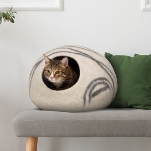 Meowfia Premium Felt Cat Cave Bed, Light Gray
