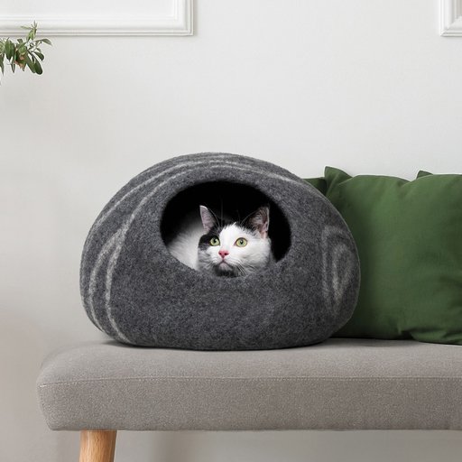 Meowfia Premium Felt Cat Cave Bed, Dark Gray