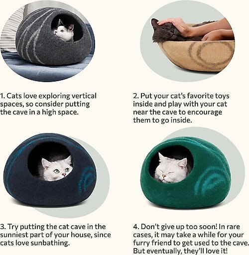 Meowfia Premium Felt Cat Cave Bed, Dark Gray