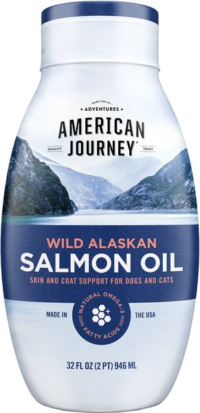 AMERICAN JOURNEY Wild Alaskan Salmon Oil Liquid Dog & Cat Supplement, 32-oz  bottle, 1 count 