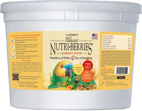 Lafeber Classic Nutri-Berries Parrot Food, 3.25-lb tub slide 1 of 7