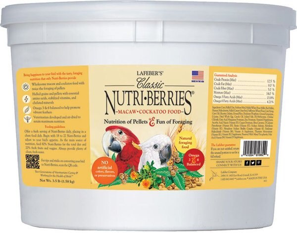 Lafeber Classic Nutri-Berries Macaw & Cockatoo Food, 3.5-lb tub slide 1 of 7