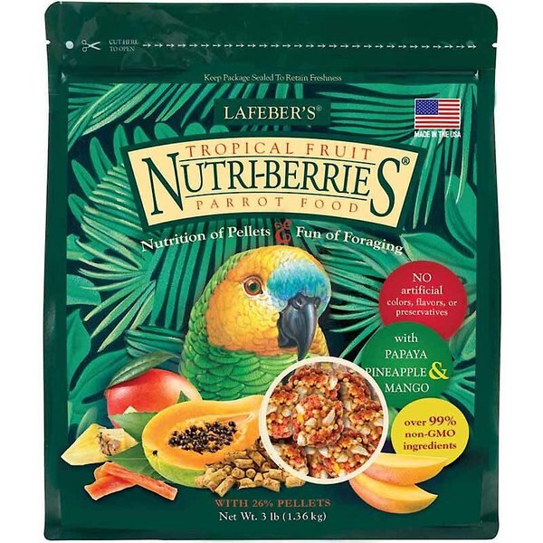 LAFEBER Tropical Fruit NutriBerries Parrot Food, 3lb bag