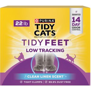 Tidy Cats Tidy Feet Low Tracking Clean Linen Scented Clumping Clay Cat Litter, 22-lb jug, 1 count