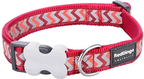 Red Dingo Ziggy Nylon Reflective Dog Collar, Zig Zag Red, X-Small: 7.9 to 12.6-in neck, 1/2-in wide slide 1 of 7