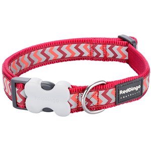Red Dingo Ziggy Nylon Reflective Dog Collar, Zig Zag Red, X-Small: 7.9 to 12.6-in neck, 1/2-in wide