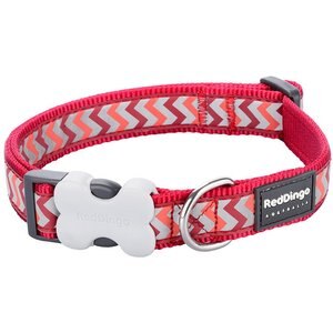 Red Dingo Ziggy Nylon Reflective Dog Collar, Zig Zag Red, X-Small: 7.9 to 12.6-in neck, 1/2-in wide