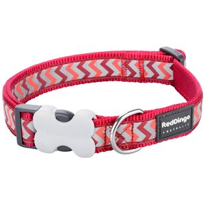 Red Dingo Ziggy Nylon Reflective Dog Collar, Zig Zag Red, Medium: 12.5 to 18.5-in neck, 4/5-in wide