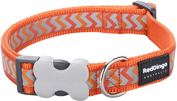 Red Dingo Ziggy Nylon Reflective Dog Collar, Zig Zag Orange, Medium: 12.5 to 18.5-in neck, 4/5-in wide slide 1 of 6