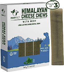 Pawfect Himalayan Cheese Chews Large All Natural High-Protein Grain-Free Dental with Mint Dog Treats, 3 count