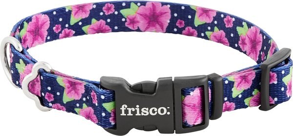 Frisco Patterned Polyester Dog Collar, Midnight Floral, Small: 10 to 14-in neck, 5/8-in wide slide 1 of 7