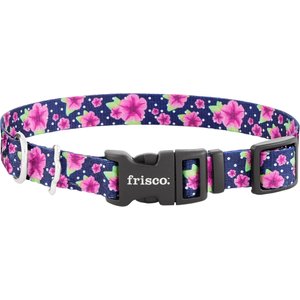 Frisco Patterned Polyester Dog Collar, Midnight Floral, Medium: 14 to 20-in neck, 3/4-in wide