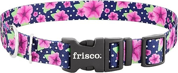 Frisco Patterned Polyester Dog Collar, Midnight Floral, Large: 18 to 26-in neck, 1-in wide slide 1 of 7