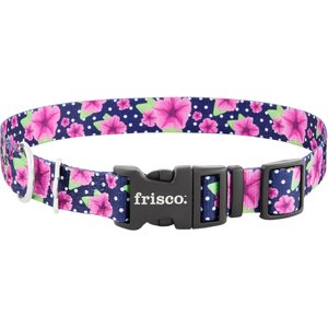 Frisco Patterned Polyester Dog Collar, Large: 18 to 26-in neck, 1-in wide, Midnight Floral