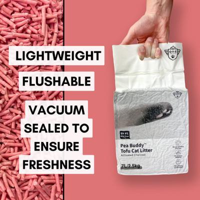 Show full view: One for Pets Pea Buddy Canadian Pea Based Clumping Tofu Cat Litter, 5.51-lb bag, Sweet Peach, 4 count slide 7 of 9